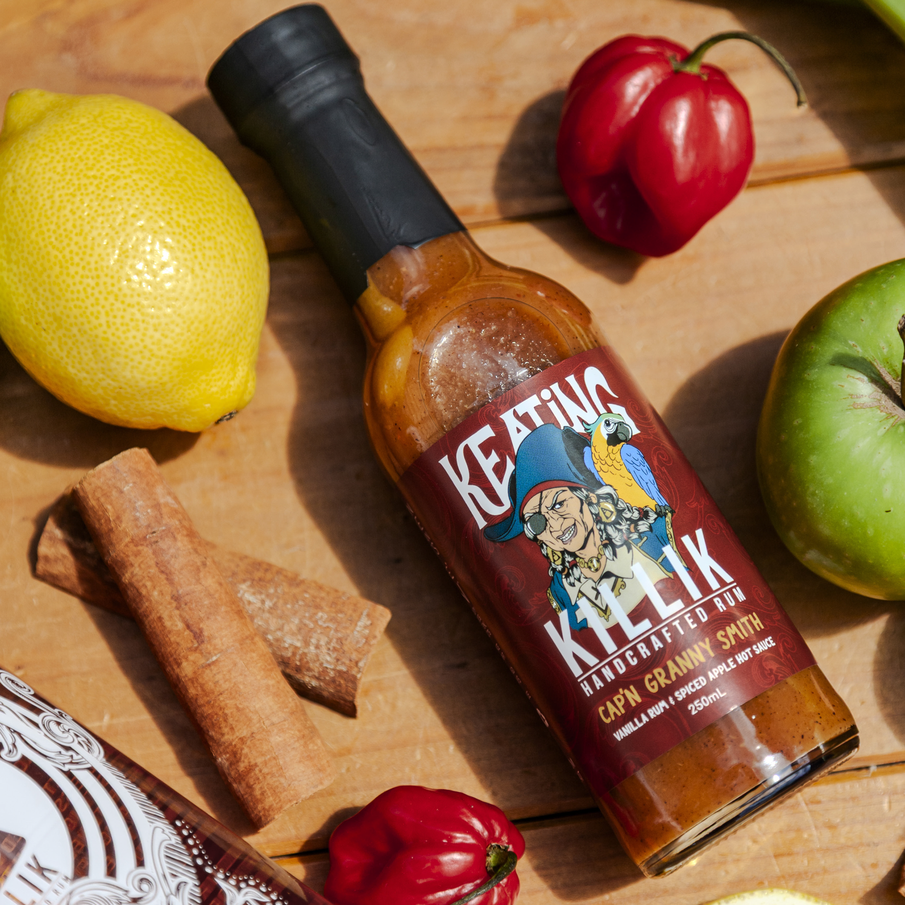 Cap’n Granny Smith – Spiced Apple & Vanilla Rum Hot Sauce 250ml (Killik Rum x Keating & Co)